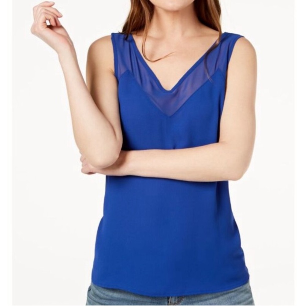 FINAL SALE INC International Concepts Women’s Blue Vneck Sheath Top